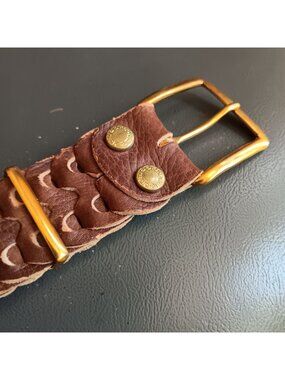 True Vintage Belt XL 1950s Mens Belt MCM 50 51 52 Serpentine Leather Brown Camp